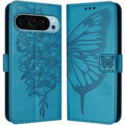 Mobigear Butterfly Google Pixel 9 Pro XL Hülle Klapphülle Geldbörse - Blau