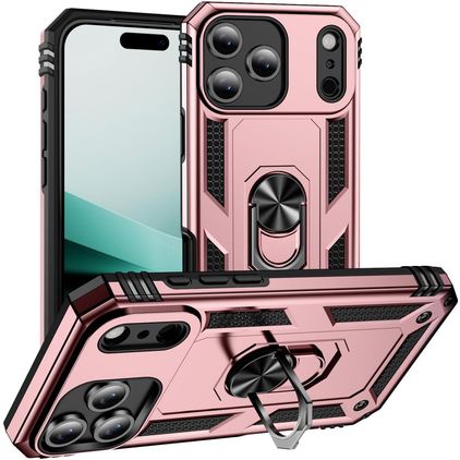 Mobigear Armor Ring iPhone 18 Pro Hülle Hardcase Backcover Stoßfest mit Ringhalter - Roségold