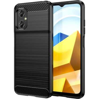 Mobigear Brushed Slim POCO M5 Hülle Flexibles TPU Backcover - Schwarz