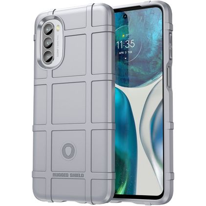 Mobigear Rugged Shield Motorola Moto G82 Hülle Flexibles TPU Backcover Stoßfest - Grau