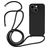 Mobigear Lanyard iPhone 15 Plus Silikon Handykette - Schwarz