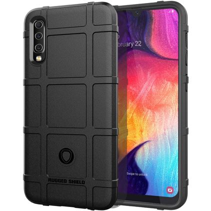 Mobigear Rugged Shield Samsung Galaxy A50 Hülle Flexibles TPU Backcover Stoßfest - Schwarz