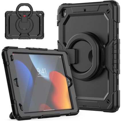 Mobigear RingGuard iPad 9 (2021) Hülle Kunststoff,Silikon Backcover + Ständer - Schwarz