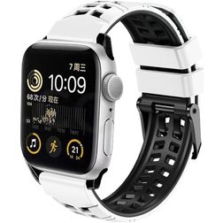 Mobigear Aero Armor Silikon Apple Watch Armband Dornschließe - 49/46/45/44 mm - Schwarz / Weiß
