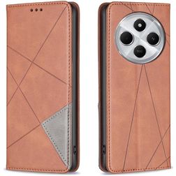 Mobigear Rhombus Slim Xiaomi Redmi 14C Hülle Klapphülle - Braun