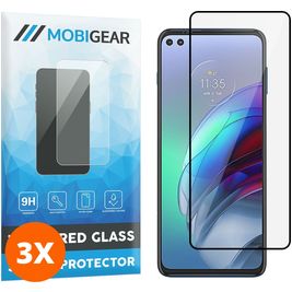 Mobigear Premium Motorola Moto G100 Panzerglas Gehärtetes Glas Displayschutz - Hüllenfreundlich - Schwarz (3er Pack)