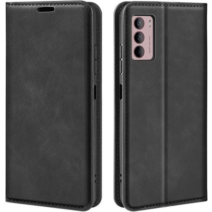 Mobigear Retro Slim Motorola Moto G42 Hülle Klapphülle Geldbörse - Schwarz