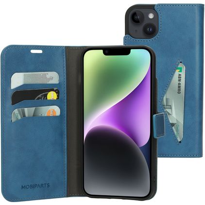 Mobiparts Classic Wallet iPhone 14 Plus Hülle Klapphülle Geldbörse - Steel Blue