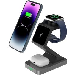 Mobigear MagTree 3in1 MagSafe Ladestation für iPhone / AirPods & Apple Watch - Schwarz
