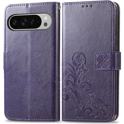 Mobigear Clover Google Pixel 9 Pro XL Hülle Klapphülle Geldbörse - Lila