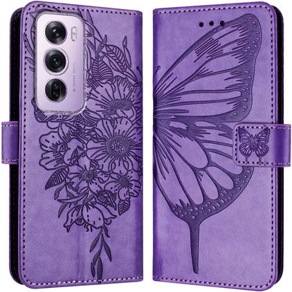Mobigear Butterfly OPPO Reno 12 Pro Klapphülle Portemonnaie - Lila