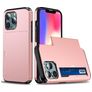Mobigear Card iPhone 13 Hülle Hardcase Backcover Stoßfest mit Kartenhalter - Roségold