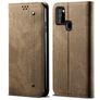 Mobigear Denim Slim Samsung Galaxy A21s Hülle Klapphülle Geldbörse - Braun