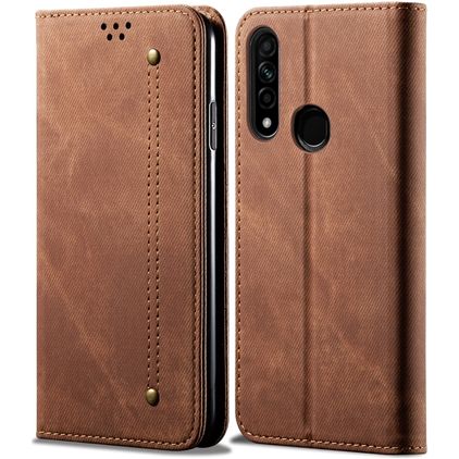 Mobigear Denim Slim OPPO A31 Hülle Klapphülle Geldbörse - Braun