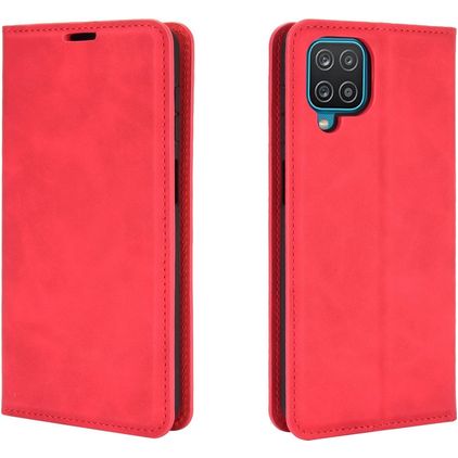 Mobigear Retro Slim Samsung Galaxy A12 Hülle Klapphülle Geldbörse - Rot