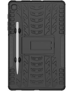 Mobigear Tire Samsung Galaxy Tab S6 Lite Stoßfeste Hardcase Hülle + Stifthalter + Ständer - Schwarz