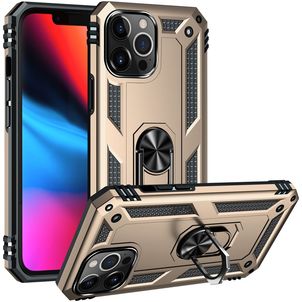 Mobigear Armor Ring iPhone 14 Pro Hülle Hardcase Backcover Stoßfest mit Ringhalter - Gold