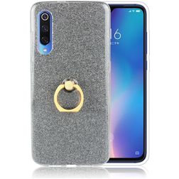 Mobigear Glitter Ring Xiaomi Mi 9 Hülle Flexibles TPU Backcover mit Ringhalter - Schwarz