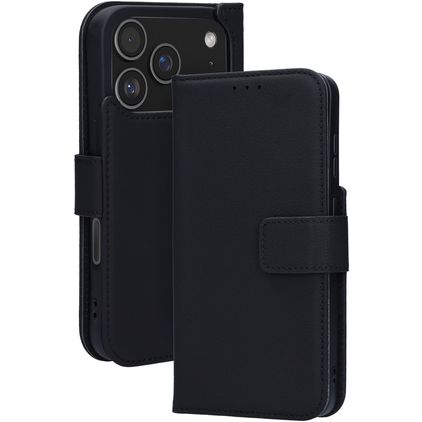 Mobiparts Wallet iPhone 17 Pro MagSafe Echtleder Klapphülle Portemonnaie - Schwarz