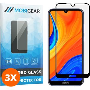 Mobigear Premium Huawei Y6s Panzerglas Gehärtetes Glas Displayschutz - Hüllenfreundlich - Schwarz (3er Pack)