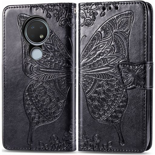 Mobigear Butterfly Nokia 6.2 Hülle Klapphülle Geldbörse - Schwarz