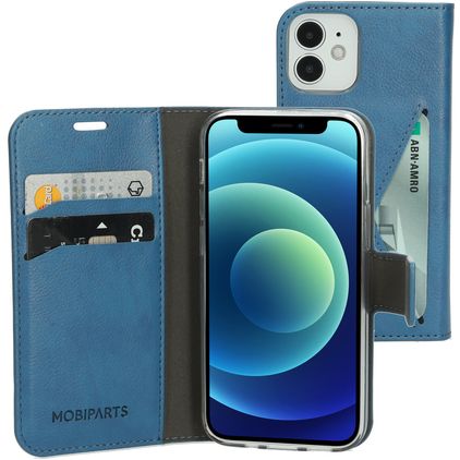 Mobiparts Classic Wallet iPhone 12 Mini Hülle Klapphülle Geldbörse - Steel Blue