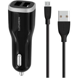 Mobiparts Dual USB Auto Ladegerät Micro USB 1 Meter 24W 4.8A - Schwarz