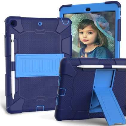 Mobigear ShieldStand iPad 8 (2020) Hülle Kunststoff,Silikon Backcover + Stifthalter + Ständer - Blau