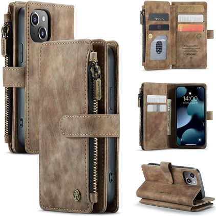 Caseme C30 iPhone 13 Mini Hülle Klapphülle Geldbörse - Braun