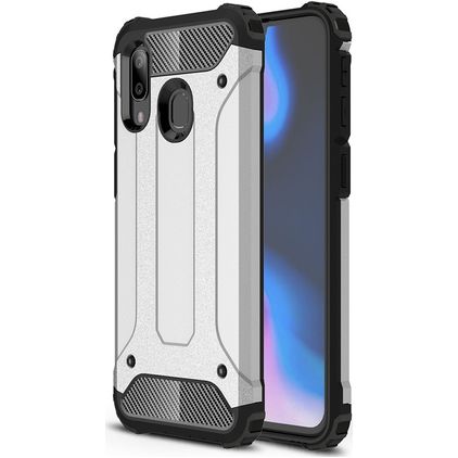 Mobigear Outdoor Samsung Galaxy A40 Hülle Hardcase Backcover Stoßfest - Silber