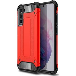 Mobigear Outdoor Samsung Galaxy S21 FE Hülle Hardcase Backcover Stoßfest - Rot