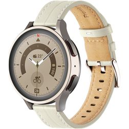 Mobigear Stitched Leder Smartwatch Armband Dornschließe - 22-mm-Universalanschluss - Weiß