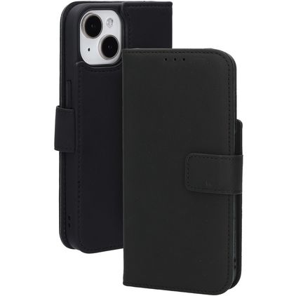 Mobiparts Wallet iPhone 15 MagSafe Hülle Echtes Leder Klapphülle Geldbörse - Schwarz