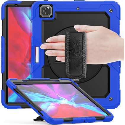 Mobigear SureGrip Xtreme iPad Air 13 Zoll (2025) Hülle Kunststoff,Silikon Backcover + Stifthalter + Schulterträger + Ständer - Dunkelblau
