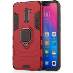 Mobigear Armor Ring Xiaomi Pocophone F1 Hülle Hardcase Backcover Stoßfest mit Ringhalter - Rot