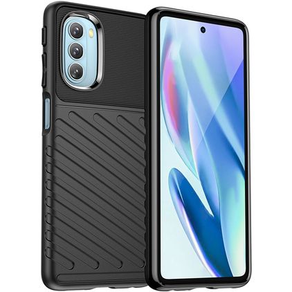 Mobigear Groove Motorola Moto G51 5G Hülle Flexibles TPU Backcover - Schwarz