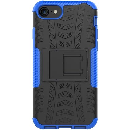 Mobigear Tire iPhone 8 Hülle Hardcase Backcover Stoßfest mit Ständer - Schwarz / Blau