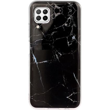 Mobigear Marble Huawei P40 Lite Hülle Flexibles TPU Backcover - Schwarz