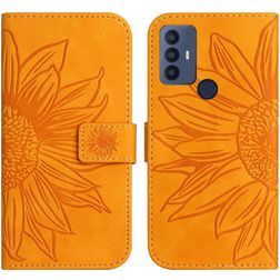 Mobigear Sunflower TCL 30 SE Hülle Klapphülle Geldbörse - Cognac
