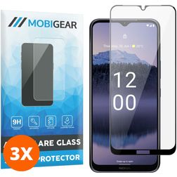Mobigear Premium Nokia G11 Plus Panzerglas Displayschutz - Hüllenfreundlich - Schwarz (3er Pack)