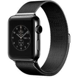 Mobigear Style Loop Milanaise Apple Watch Armband Magnetverschluss - 49/46/45/44 mm - Schwarz