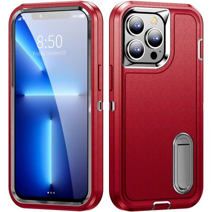 Mobigear Rugged Stand iPhone 14 Plus Hülle Hardcase Backcover Stoßfest mit Ständer - Rot