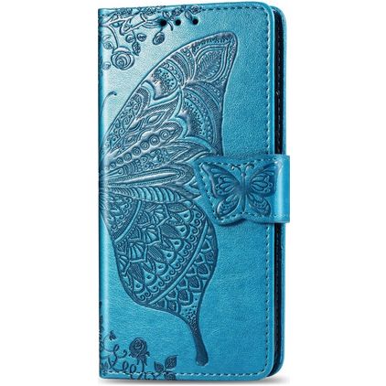 Mobigear Butterfly Motorola One Action Hülle Klapphülle Geldbörse - Blau