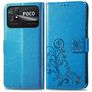 Mobigear Clover POCO C40 Hülle Klapphülle Geldbörse - Blau