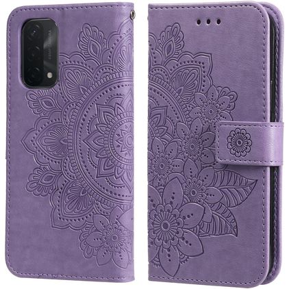 Mobigear Flowers OPPO A74 5G Klapphülle Portemonnaie - Lila