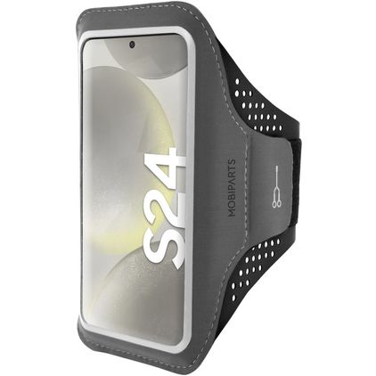 Mobiparts Comfort Fit Handyhalterung Joggen Samsung Galaxy S24 Sporthülle Neopren Sportarmband - Schwarz