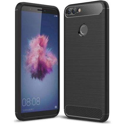 Mobigear Brushed Slim Huawei P Smart (2018) Hülle Flexibles TPU Backcover - Schwarz