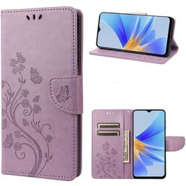 Mobigear Flowers OPPO A17 Hülle Klapphülle Geldbörse - Lila