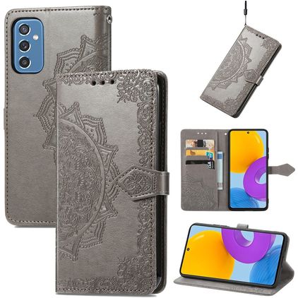 Mobigear Mandala Samsung Galaxy M52 Hülle Klapphülle Geldbörse - Grau