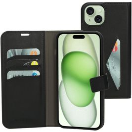 Mobiparts Classic Wallet iPhone 15 Plus Hülle Klapphülle Geldbörse - Schwarz